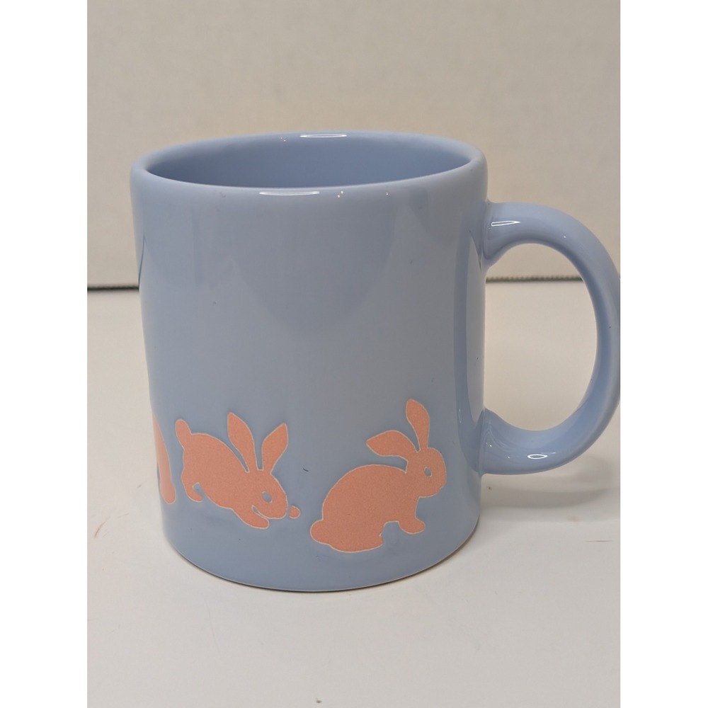 Waechtersbach Spain Blue Pink Bunny Rabbit Coffee Mug Cup Vintage Easter Ceramic